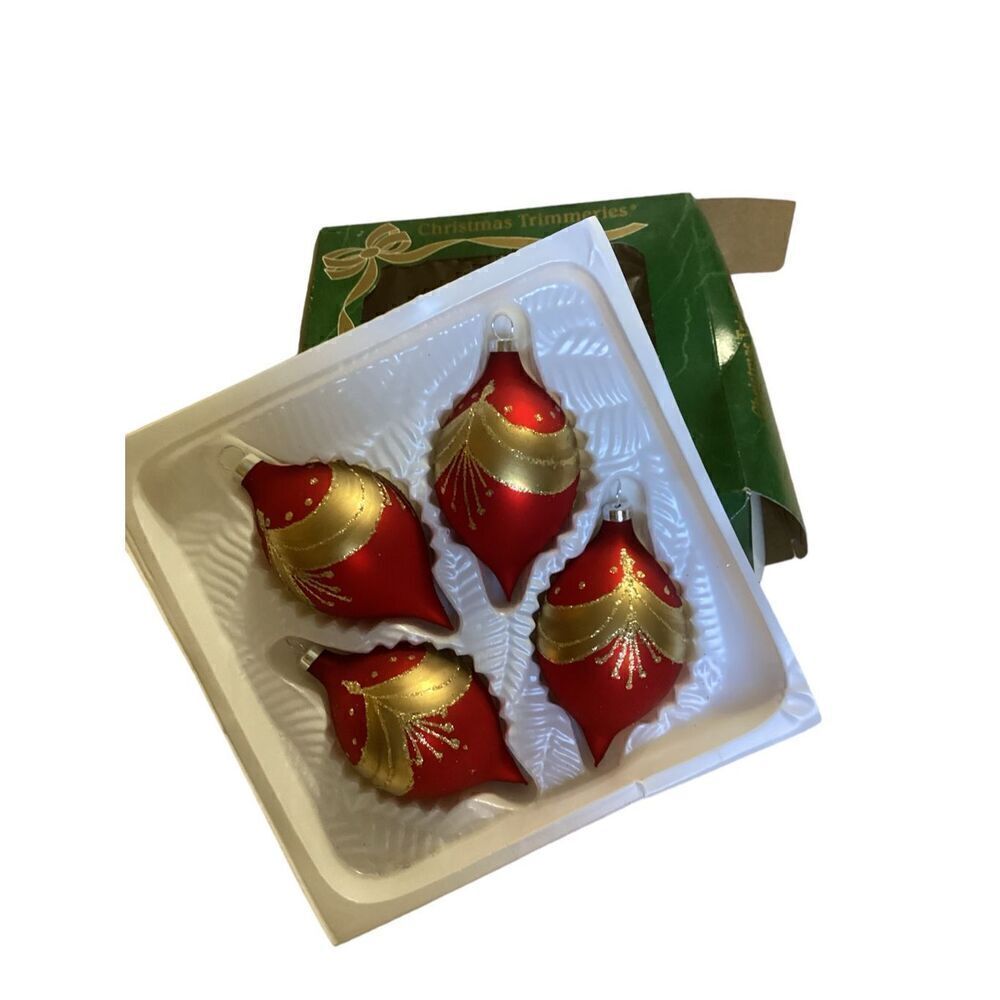 Christmas Trimmeries Vintage Glass Ornaments Set of 4